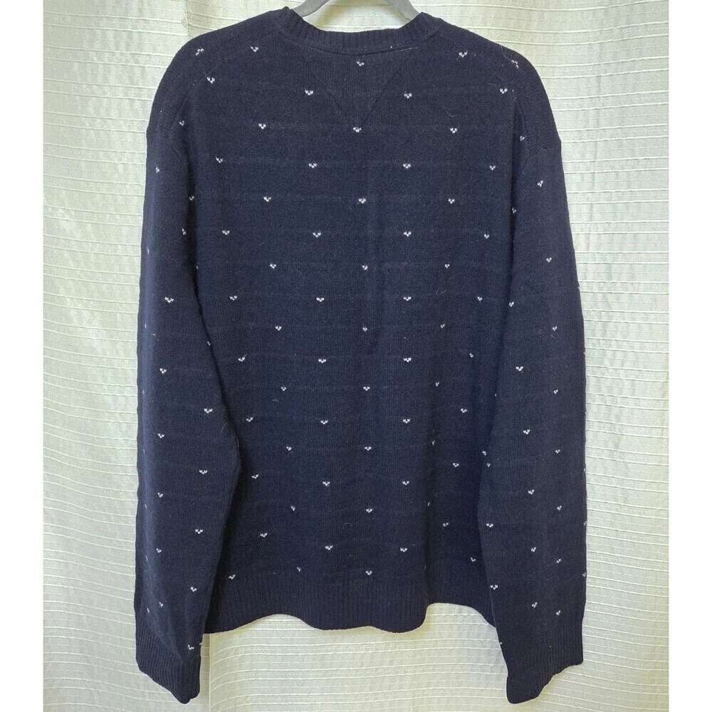 VGT Tommy Hilfiger Lambswool Crewneck Sweater Men's XXL Heraldic Lion Navy/Cream